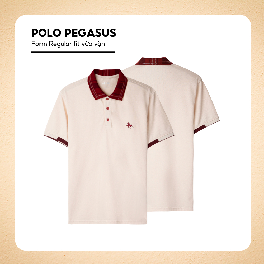 Áo polo PEGASUS cổ áo phối sắc đỏ nổi bật, họa tiết ngựa tinh xảo, chất vải Cotton Micro thoáng mát, phong cách lịch lãm