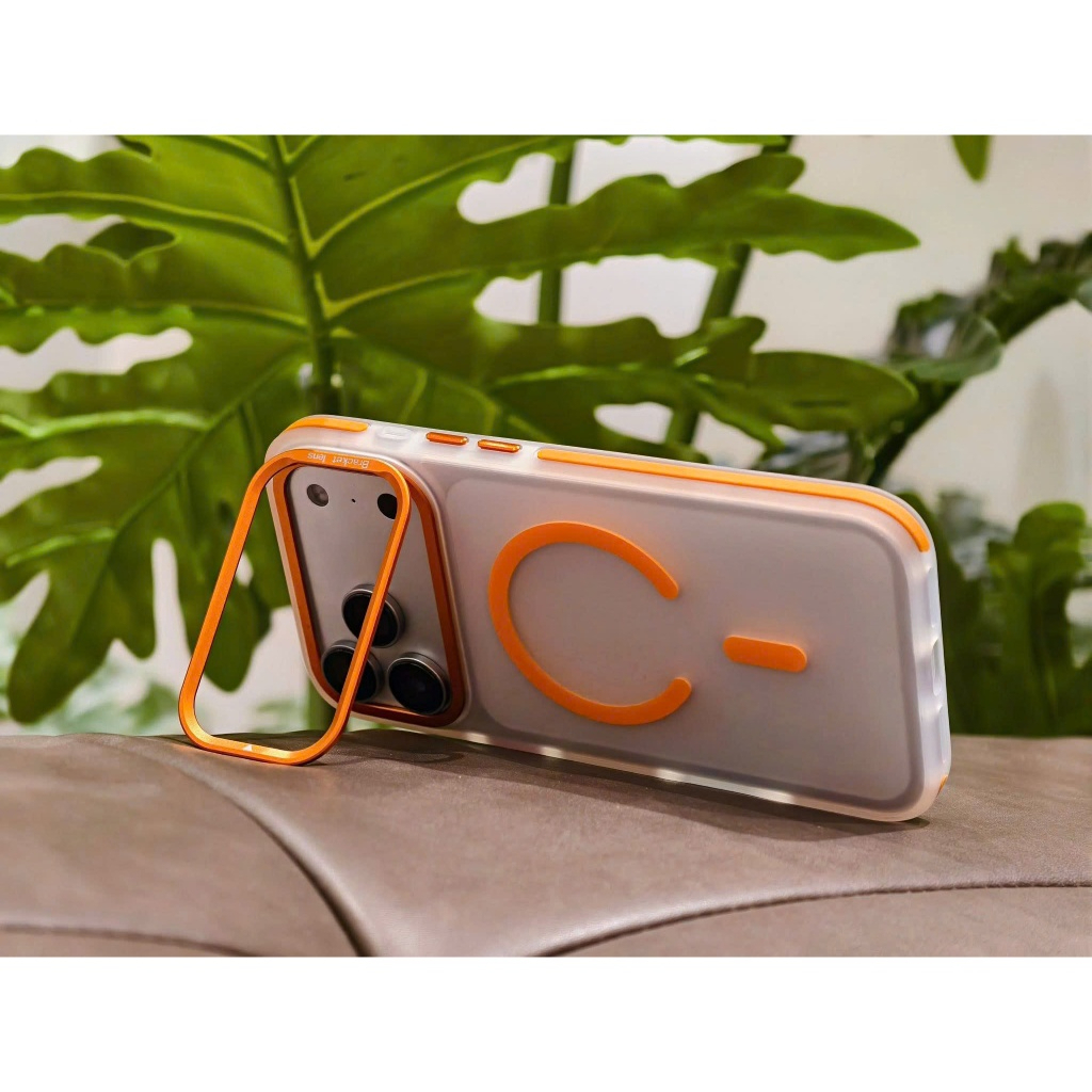 Ốp Ravaka lưng nhám chống vân tay kèm giá đỡ Camera hỗ trợ sạc Không dây cho IPhone 17 Pro Max / Pro