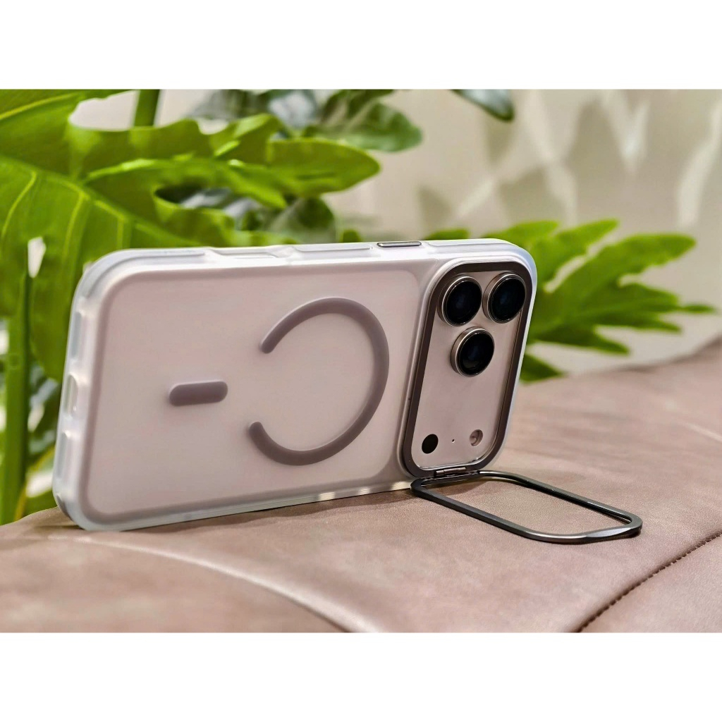 Ốp Ravaka lưng nhám chống vân tay kèm giá đỡ Camera hỗ trợ sạc Không dây cho IPhone 17 Pro Max / Pro