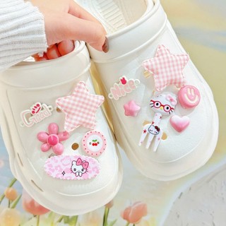 [NEW TREND 2026] Set charm gắn dép : Set DĨA mèo HELLO KITTY- Set charm hồng kute