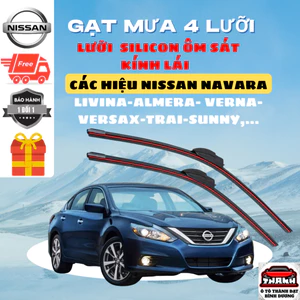Gạt Mưa Ô Tô NISSAN NAVARA, X-TRAIL, ALMERA, SUNNY, TEANA, LIVINA Silicon 4 Lưỡi Gạt Sạch Êm. NS 4 L
