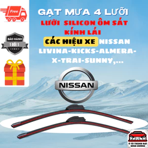 Gạt Mưa Ô Tô CÁC DÒNG XE NISSAN : X-TRAIL, NAVARA, ALMERA, SUNNY, TEANA, LIVINA 4 Lưỡi Gạt Sạch Êm4L
