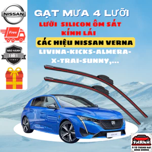 Gạt Mưa Ô Tô NISSAN TEANE, X-TRAIL, NAVARA, ALMERA, SUNNY, LIVINA Silicon 4 Lưỡi Gạt Sạch Êm. 4L