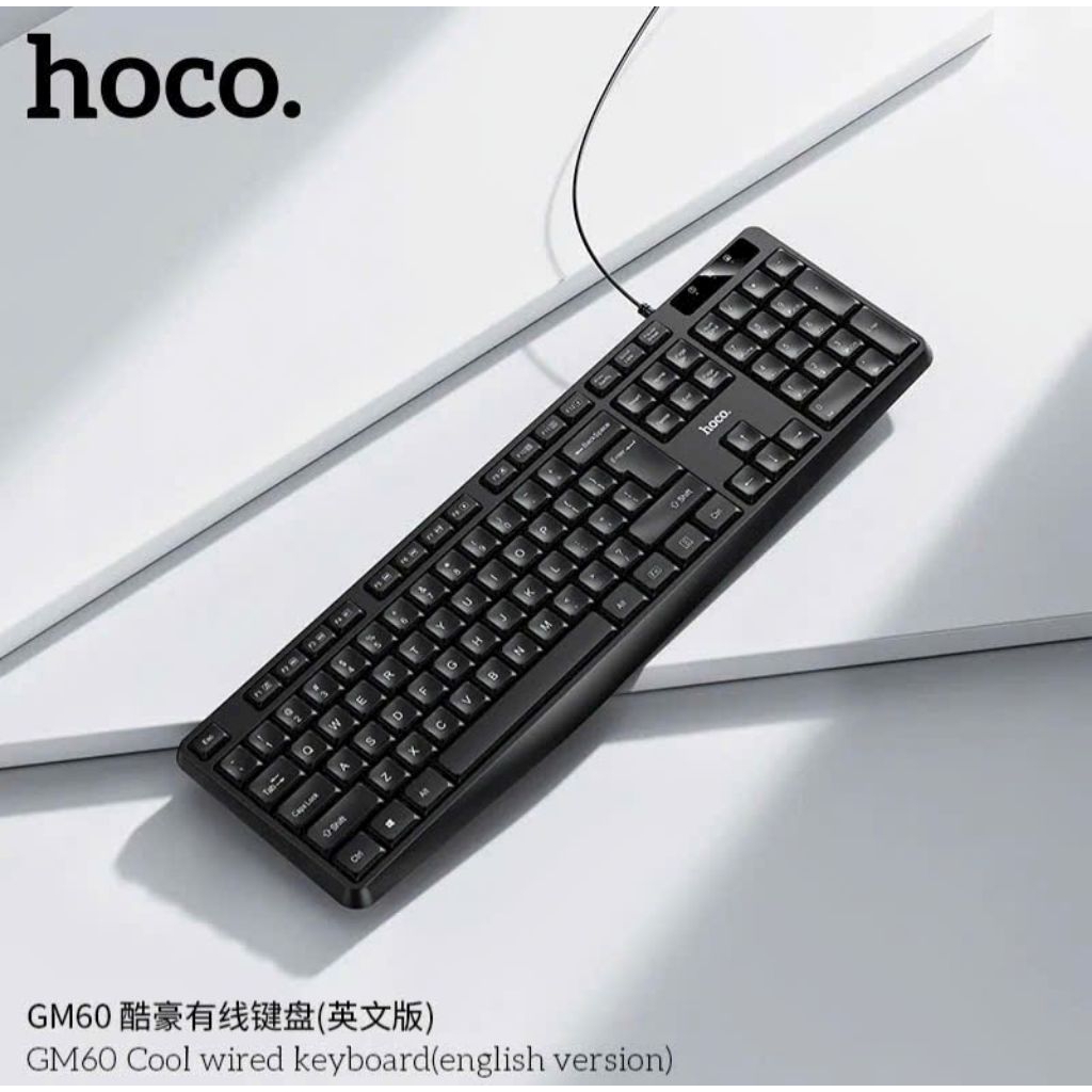 Bàn phím máy tính có dây hoco GM60. đầu cắm USB