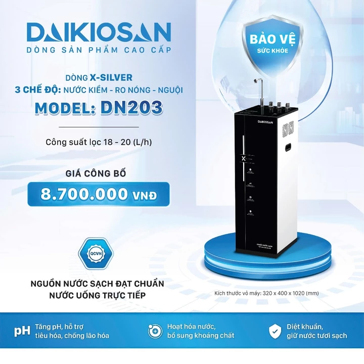 Máy lọc nước RO X-SILVER nóng nguội Daikiosan DN203