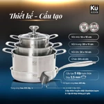 Bộ nồi inox 5 lớp - 4 món cao cấp KUCHEN (LFGB) KU3326 I Bảo hành 10 Năm — ảnh 3