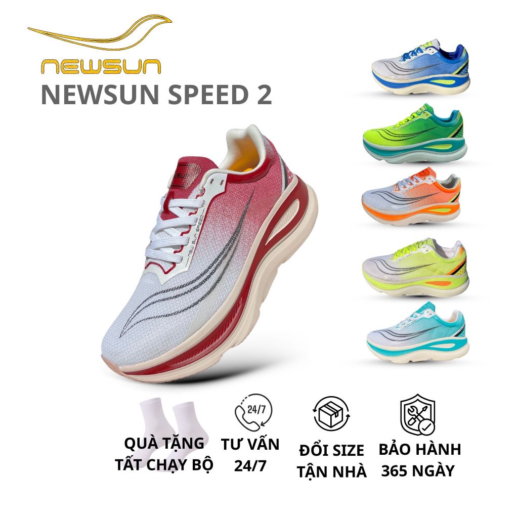Giày Chạy Bộ NewSun Speed – Lưới Thoáng Khí, Đệm Êm SCF EVA, Đế Cao Su Bám Đường, Hỗ Trợ Chạy Dài
