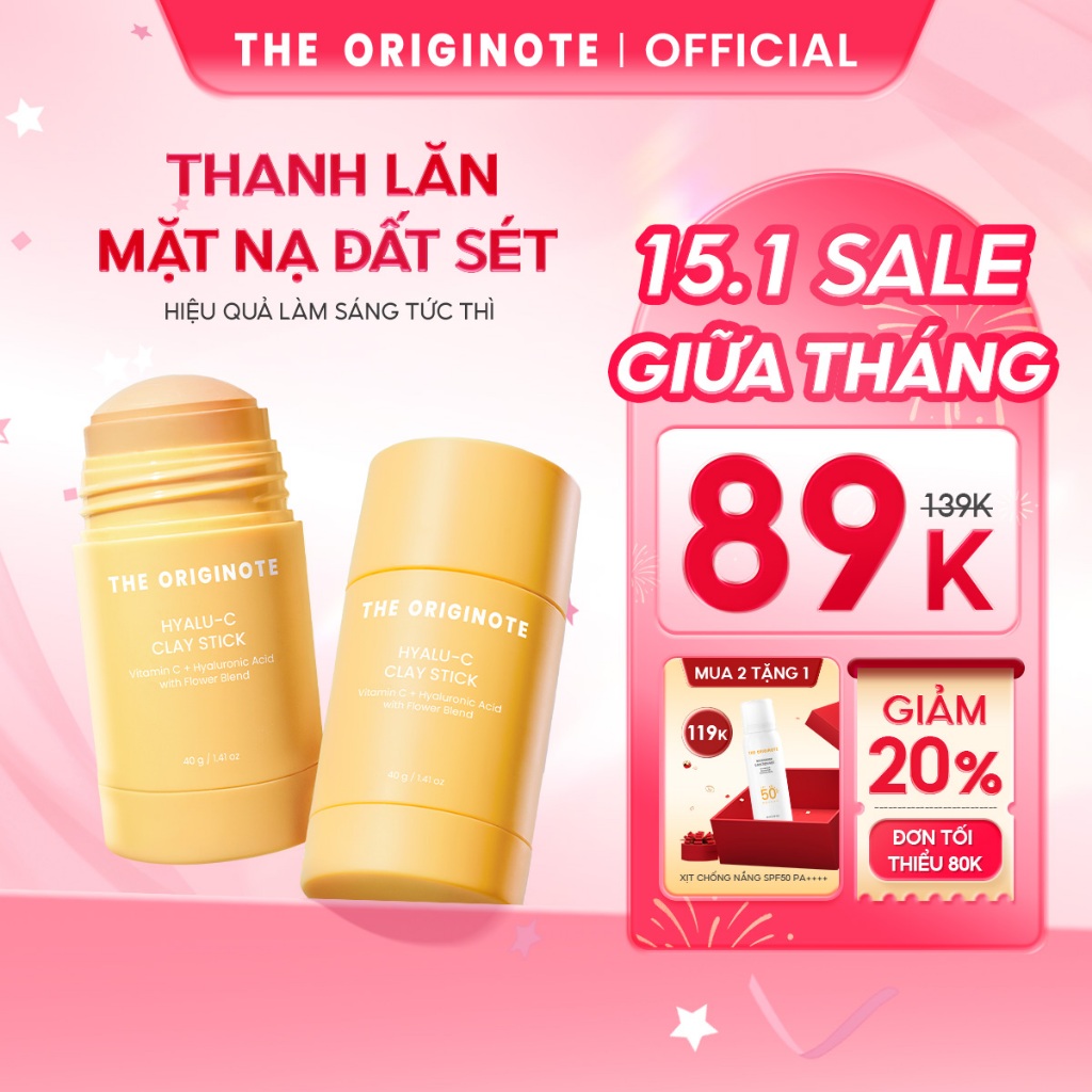 Thanh lăn mặt nạ đất sét Hyalu-C The Originote dưỡng trắng da mặt làm săn chắc dan kiểm soát dầu Clay Mask Stick