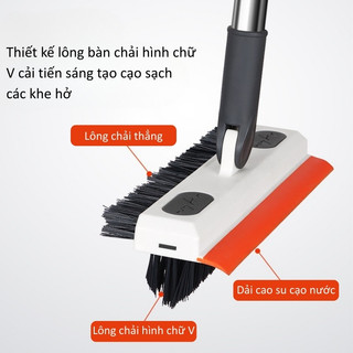 Cây Cọ Sàn Nhà Tắm Đa Năng - Đầu Chổi V-Shape Xoay 180 Độ Kèm Gạt Nước Tiện Lợi