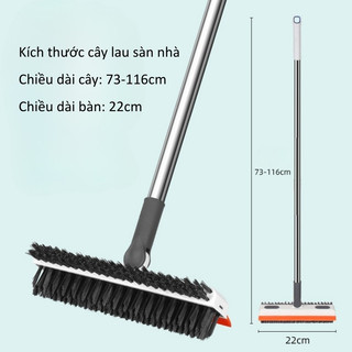 Cây Chà Sàn Nhà Tắm Đầu Chữ V Đa Năng 3 Trong 1 Chổi Cọ Sàn Gạt Nước Xoay 120 Độ Thông Minh, Cán Dài