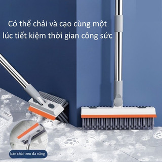 Cây Cọ Sàn Nhà Tắm Đa Năng - Đầu Chổi V-Shape Xoay 180 Độ Kèm Gạt Nước Tiện Lợi