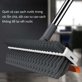 Cây Chà Sàn Nhà Tắm Đầu Chữ V Đa Năng 3 Trong 1 Chổi Cọ Sàn Gạt Nước Xoay 120 Độ Thông Minh, Cán Dài