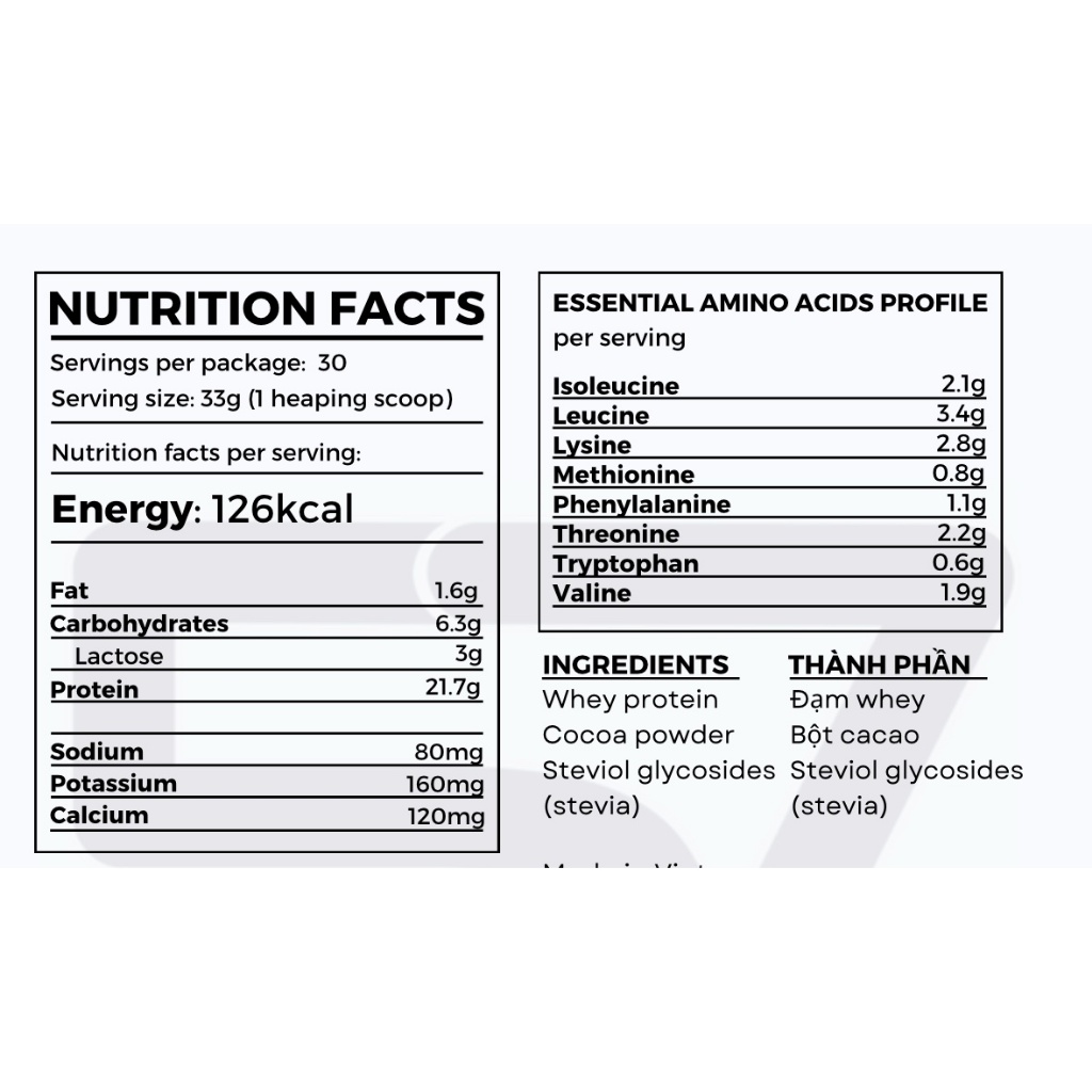 Sữa bổ sung đạm vị ngọt từ cỏ stevia 57N Whey Concentrate 1KG - KEYGYM
