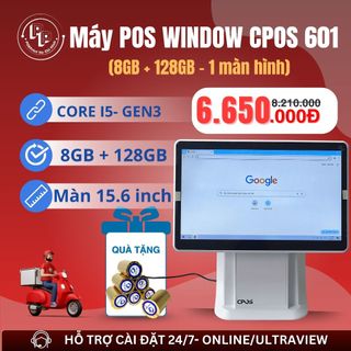 [WINDOW- 8GB+128GB] Máy POS bán hàng WINDOW CPOS 601 8GB+128GB, màn 15.6 inch, thế hệ GEN3, BH chính hãng 12 tháng,