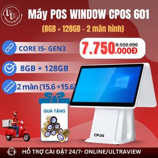 [WINDOW- 8GB+128GB] Máy POS bán hàng WINDOW CPOS 601 8GB+128GB, màn 15.6 inch, thế hệ GEN3, BH chính hãng 12 tháng,