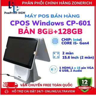 [WINDOW- 8GB+128GB] Máy POS bán hàng WINDOW CPOS 601 8GB+128GB, màn 15.6 inch, thế hệ GEN3, BH chính hãng 12 tháng,