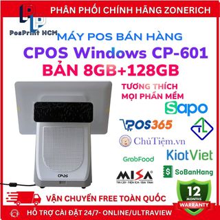 [WINDOW- 8GB+128GB] Máy POS bán hàng WINDOW CPOS 601 8GB+128GB, màn 15.6 inch, thế hệ GEN3, BH chính hãng 12 tháng,