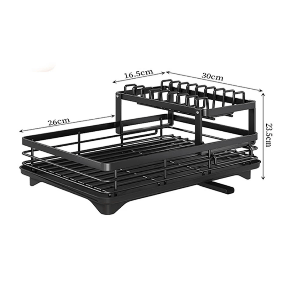 Kệ bát 2 tầng đa dụng cho bếp, thép carbon cứng cáp, úp chén bát tiện lợi tích hợp khay hứng nước
