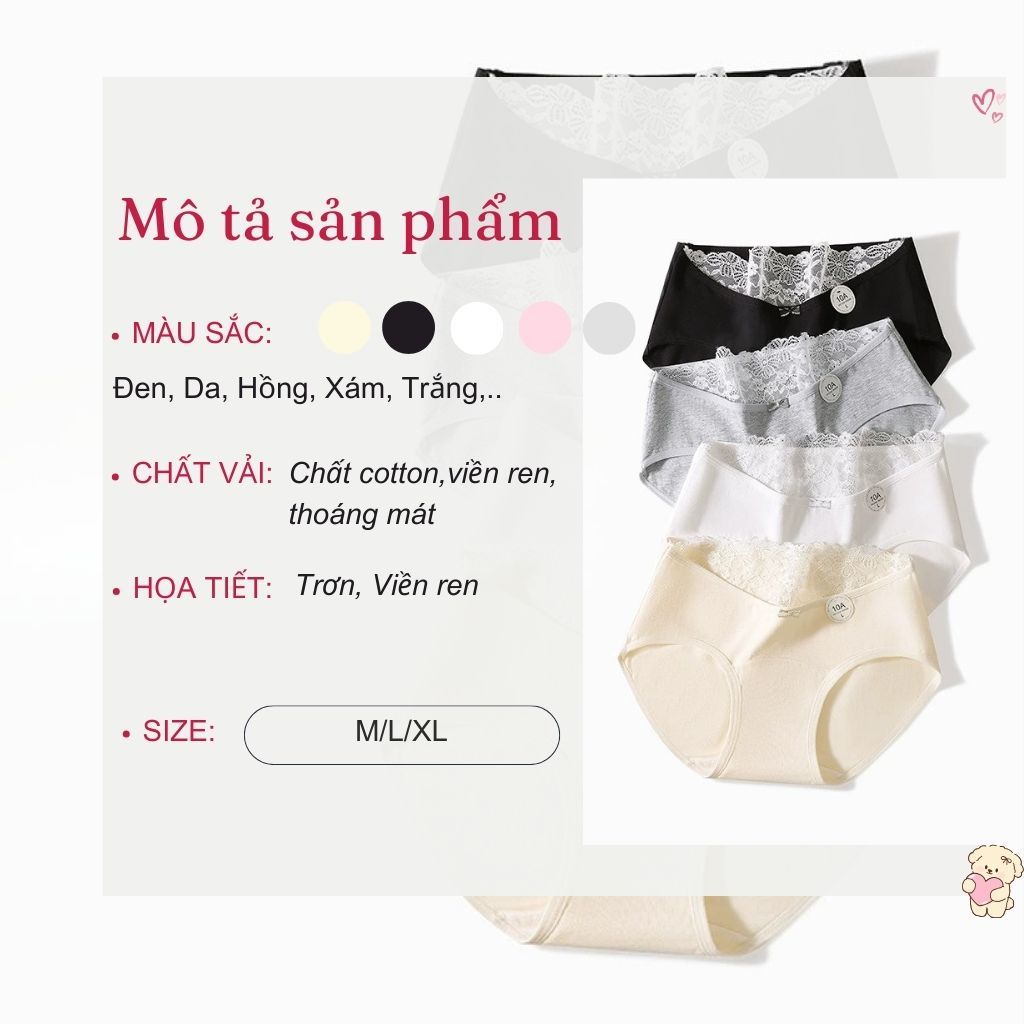 Quần lót cotton cao cấp sang trọng cạp vừa tôn dáng viền ren gợi cảm sexy xinh xắn cute LANIXA L5310