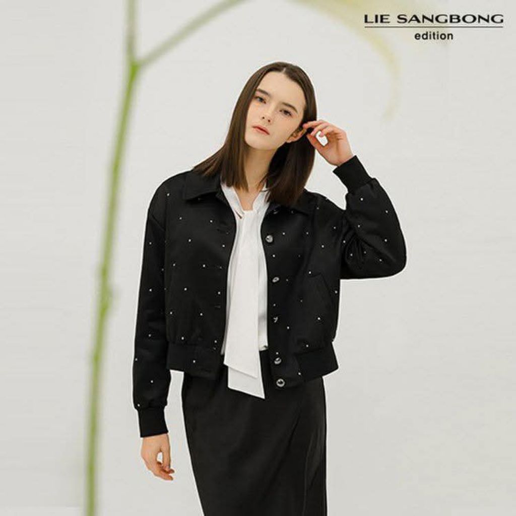 Áo khoác satin đính sequin Lie Sang Bong xuất Hàn xịn