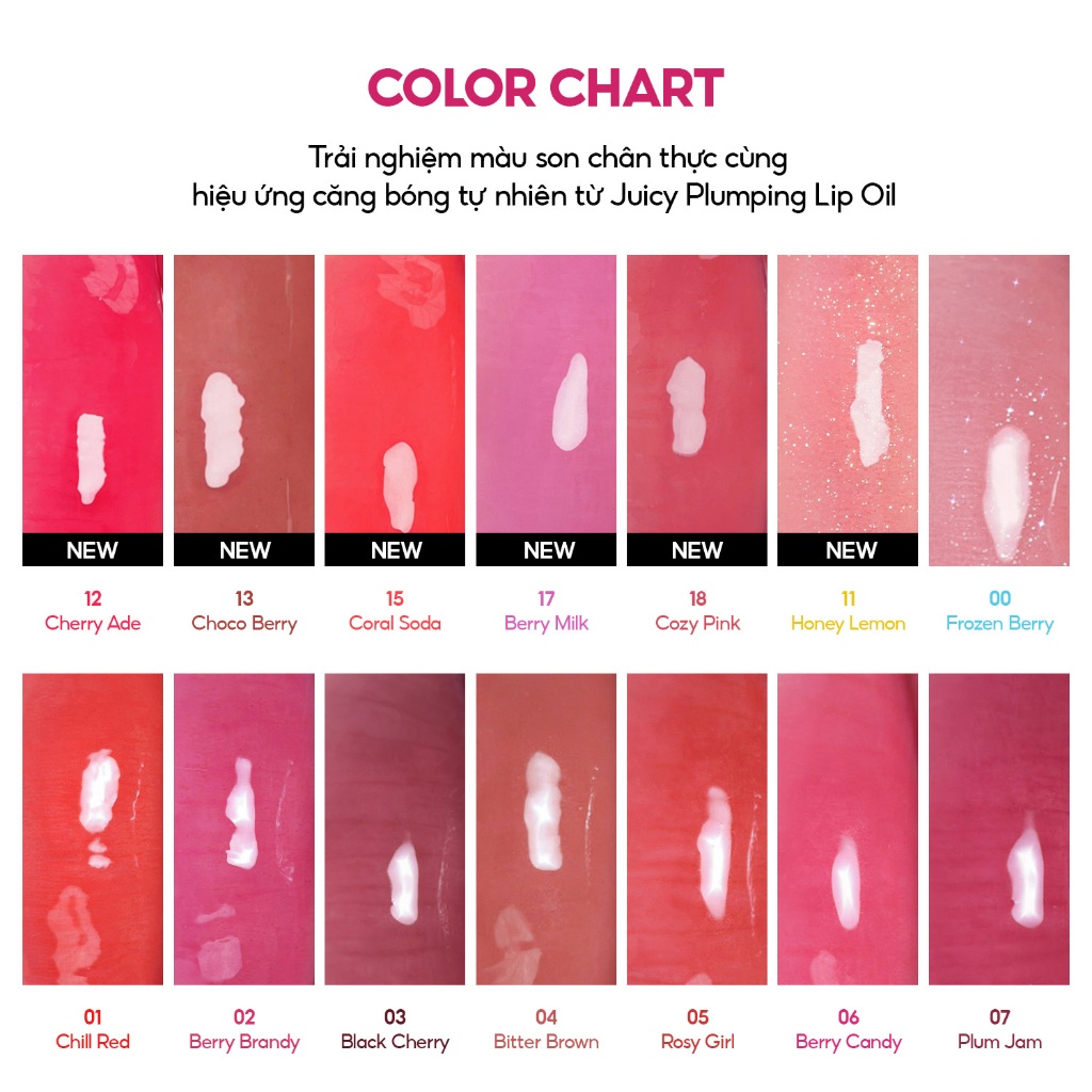 Son dưỡng môi có màu thuần chay Tocobo Juicy Berry Plumping Lip Oil 4g (14 màu)