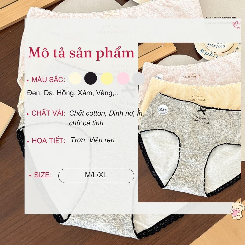 Quần lót nữ cotton kháng khuẩn thoáng khí co giãn linh hoạt viền quần bèo xinh xắn cute LANIXA L5210