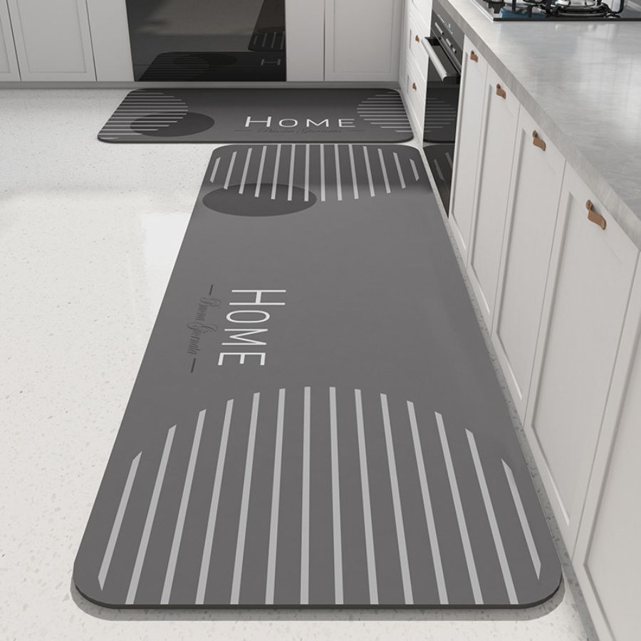 Thảm Bếp Cao Cấp Chống Trượt, Thảm Nhà Bếp Silicon bộ 2 Thấm Nước 45X70 VÀ 45x120 cm D1986