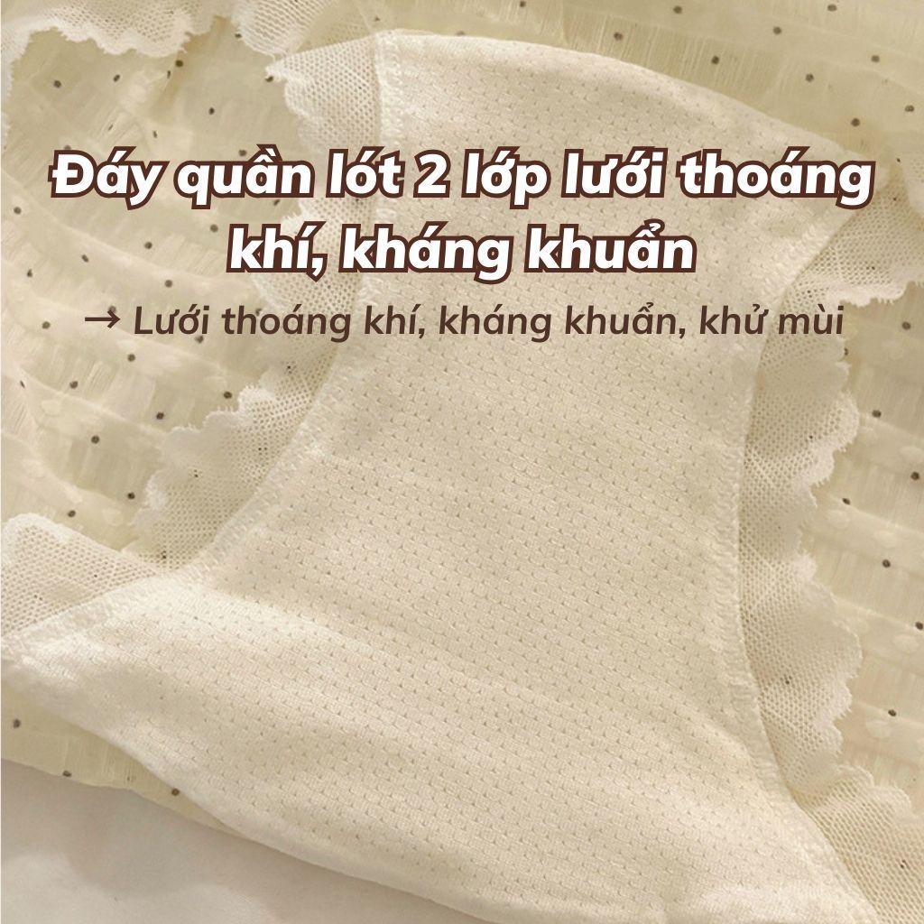 Quần lót nữ lụa xốp cao cấp mềm mại sang trọng tạo cảm giác dễ chịu họa tiết chấm bi LANIXA L5904