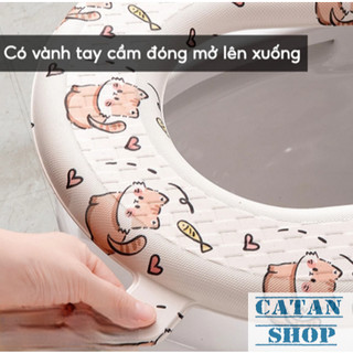 Đệm Lót Nắp Bồn Cầu Nhà Vệ Sinh Hình Hoạt Tiết Kháng Khuẩn Chống Thấm Nước Sạch Sẽ An Toàn-GD978-LotBonCau