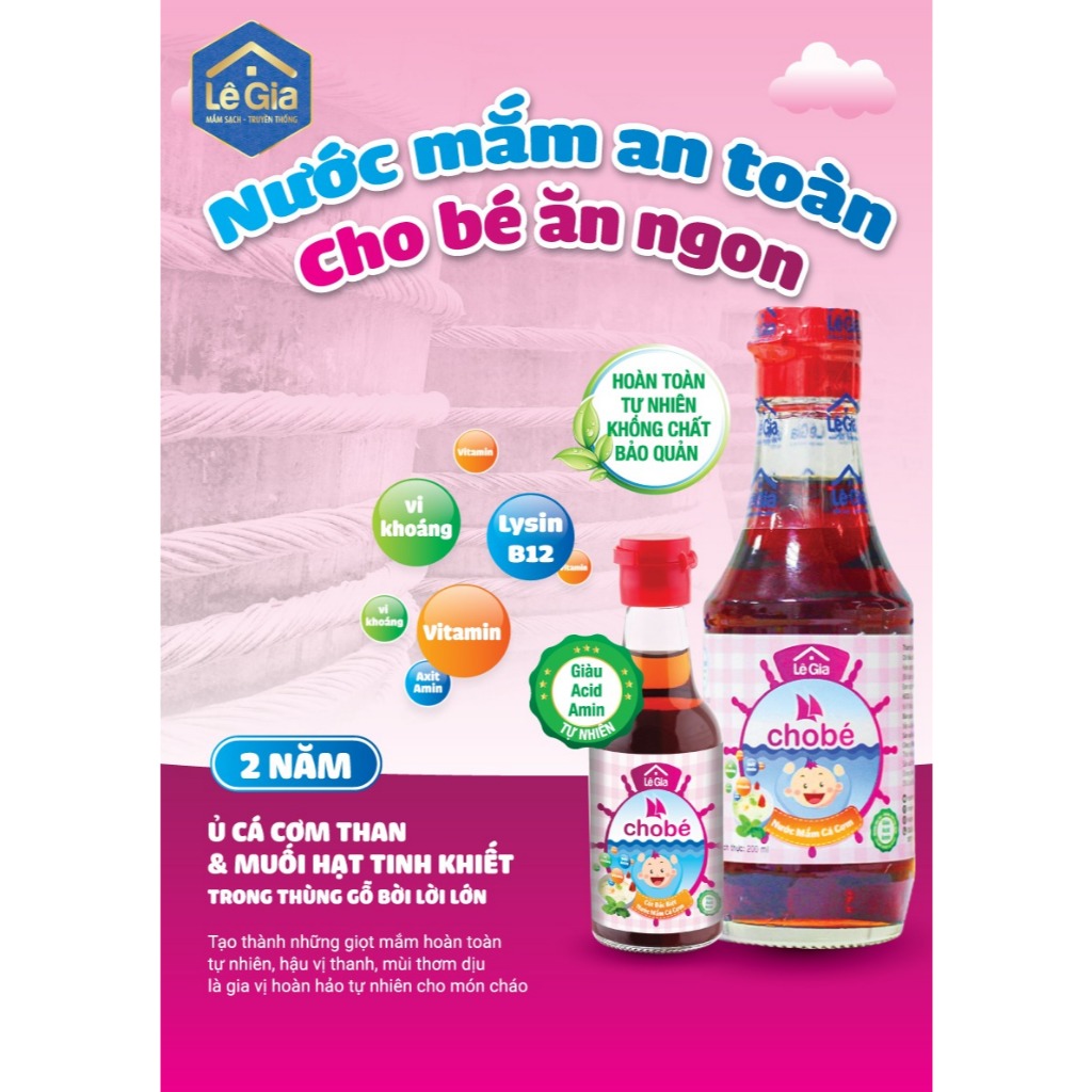Nước Mắm Ăn Dặm Cho Bé Lê Gia Nước Mắm Cá Cơm Nhạt Muối