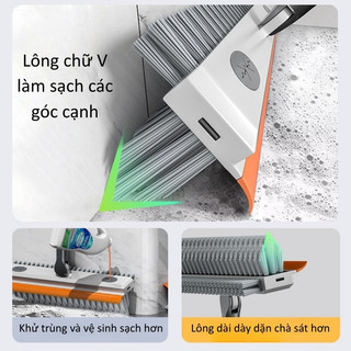 Cây Cọ Sàn Nhà Tắm Đa Năng - Đầu Chổi V-Shape Xoay 180 Độ Kèm Gạt Nước Tiện Lợi