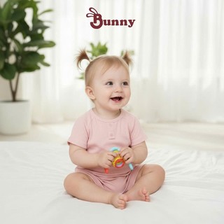 Bộ quần áo cộc cổ trụ bé gái cao cấp Bunnybaby chất tăm Hàn mềm mịn size 3-24 tháng