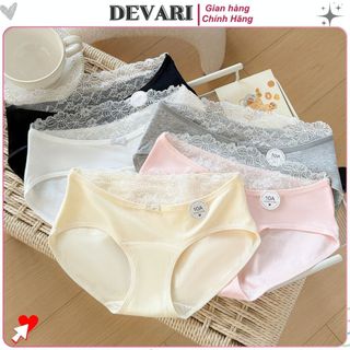 Quần lót cotton cao cấp viền ren sang trọng xinh xắn đáy lót 2 lớp kháng khuẩn khử mùi DEVARI L5310