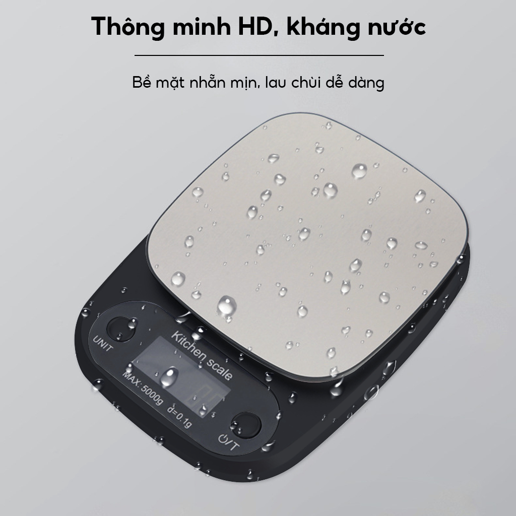 Cân Tiểu Ly Điện Tử Nhà Bếp Mini Định Lượng 0,1g-5kg, 1g - 10kg Độ Chính Xác Cao Kèm 2 Viên Pin AAA