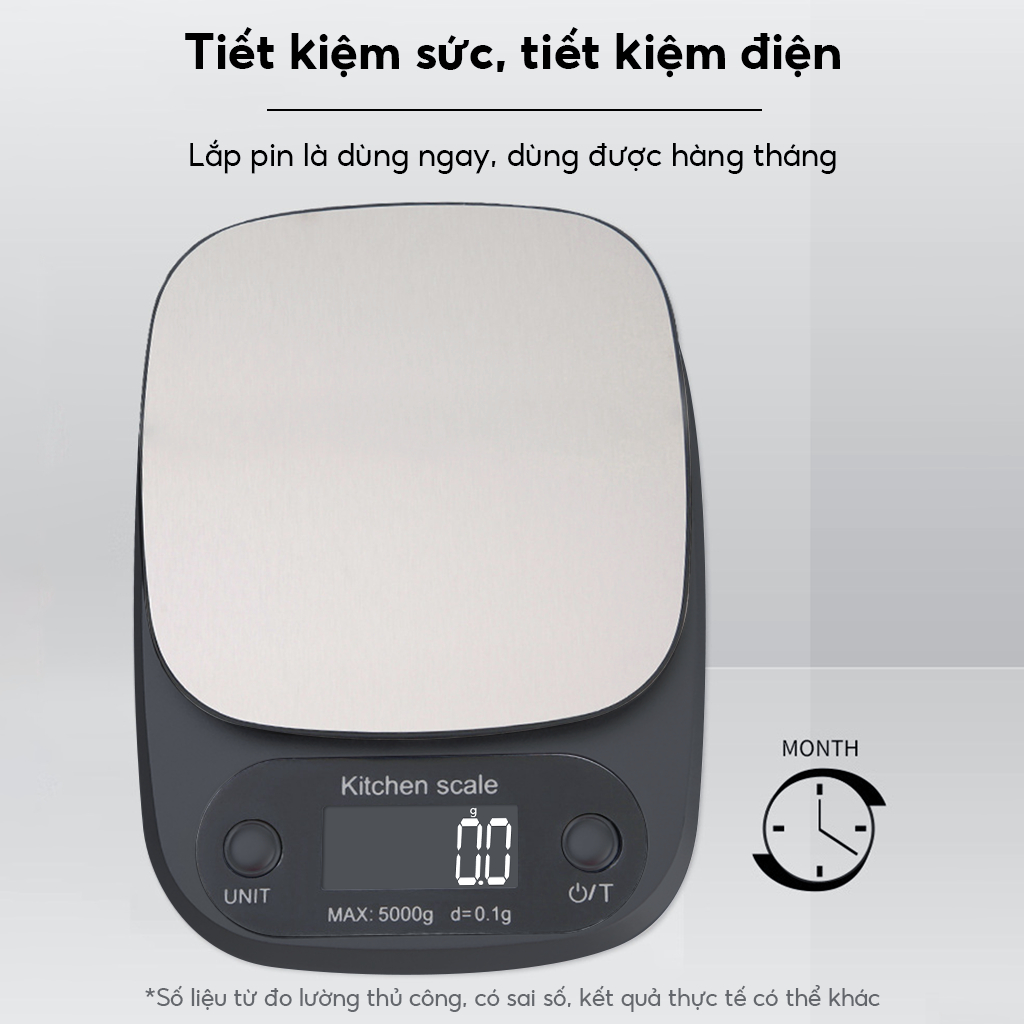 Cân Tiểu Ly Điện Tử Nhà Bếp Mini Định Lượng 0,1g-5kg, 1g - 10kg Độ Chính Xác Cao Kèm 2 Viên Pin AAA
