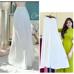 Chân váy dạng quần chất lụa mỹ mặc lễ tết lưng thun Quần ống rộng giả váy mặc với áo dài cách tân T1453G