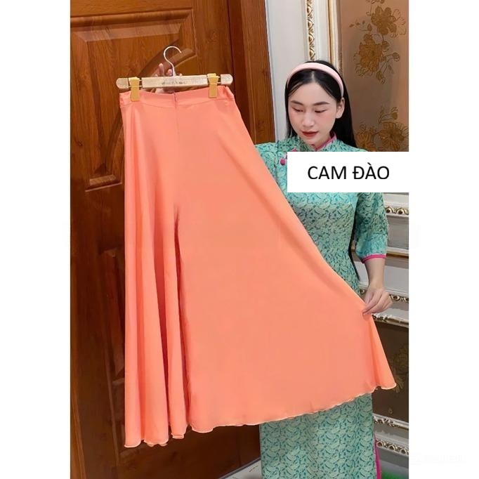 Chân váy dạng quần chất lụa mỹ mặc lễ tết lưng thun Quần ống rộng giả váy mặc với áo dài cách tân  T1453G