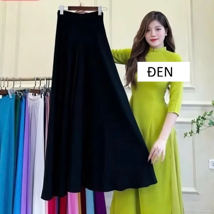 Chân váy dạng quần chất lụa mỹ mặc lễ tết lưng thun Quần ống rộng giả váy mặc với áo dài cách tân  T1453G