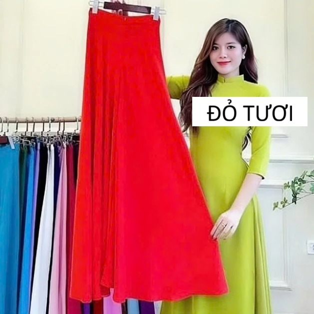 Chân váy dạng quần chất lụa mỹ mặc lễ tết lưng thun Quần ống rộng giả váy mặc với áo dài cách tân  T1453G