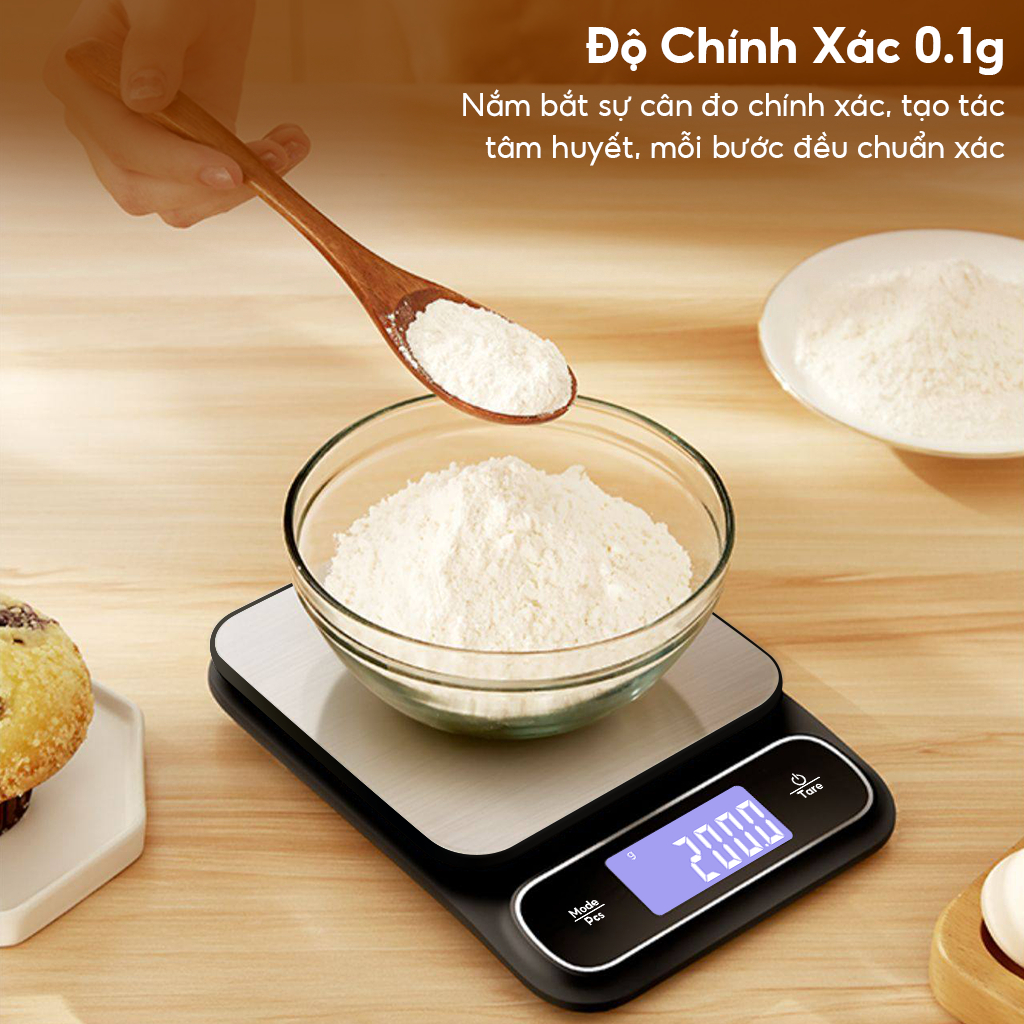 0.1g / 5 kg Cân điện tử nhà bếp SIÊU CHỐNG NƯỚC cho gia đình cân bằng thép không gỉ đa năng với màn hình LCD