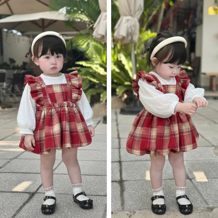 3-12kg Body váy bí công chúa lụa đỏ RIOKIDS, quần áo đầy tháng thôi nôi cho bé gái sơ sinh BD256 – 3