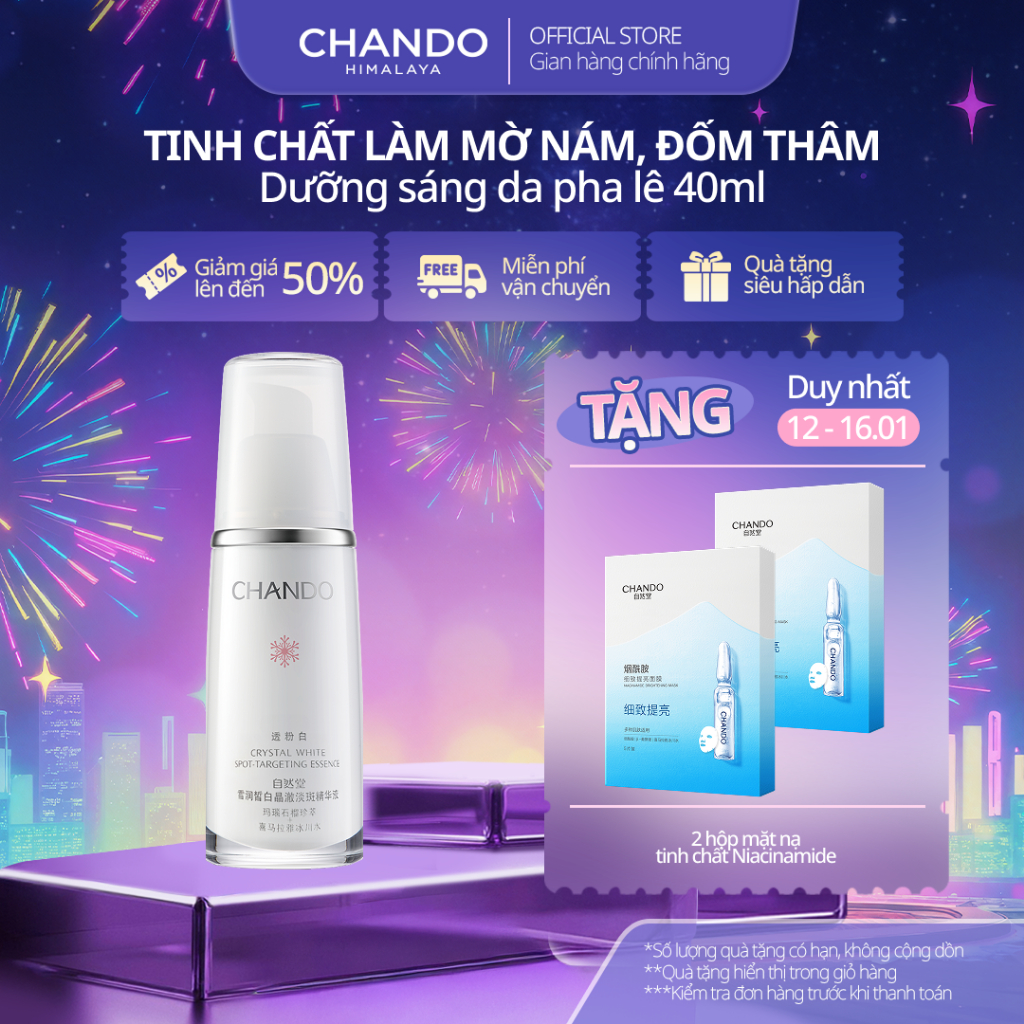 Tinh Chất Mờ Thâm Nám Hỗ trợ Dưỡng trắng CHANDO Himalaya 40ml Chứa Vitamin C Hàng Chính Hãng