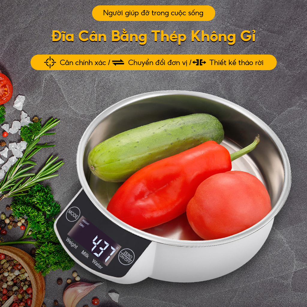 Cân Điện Tử Màn Hình Cảm Ứng LED 5kg/1g Chuyên Dụng Cho pha chế cà phê