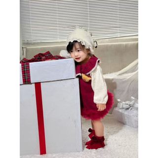 Set đồ đỏ áo áo trắng bé gái noel