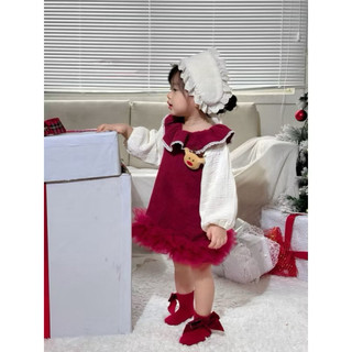 Set đồ đỏ áo áo trắng bé gái noel