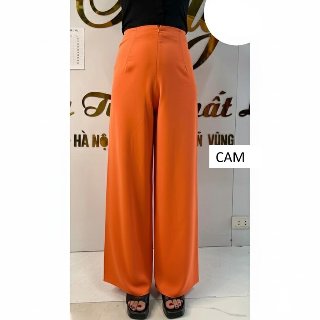 Quần lụa Mỹ ống rộng suông dáng dài cạp chun khóa mặc áo dài cách tân nữ truyền thống dự tiệc cưới lễ tết đẹp  T1452