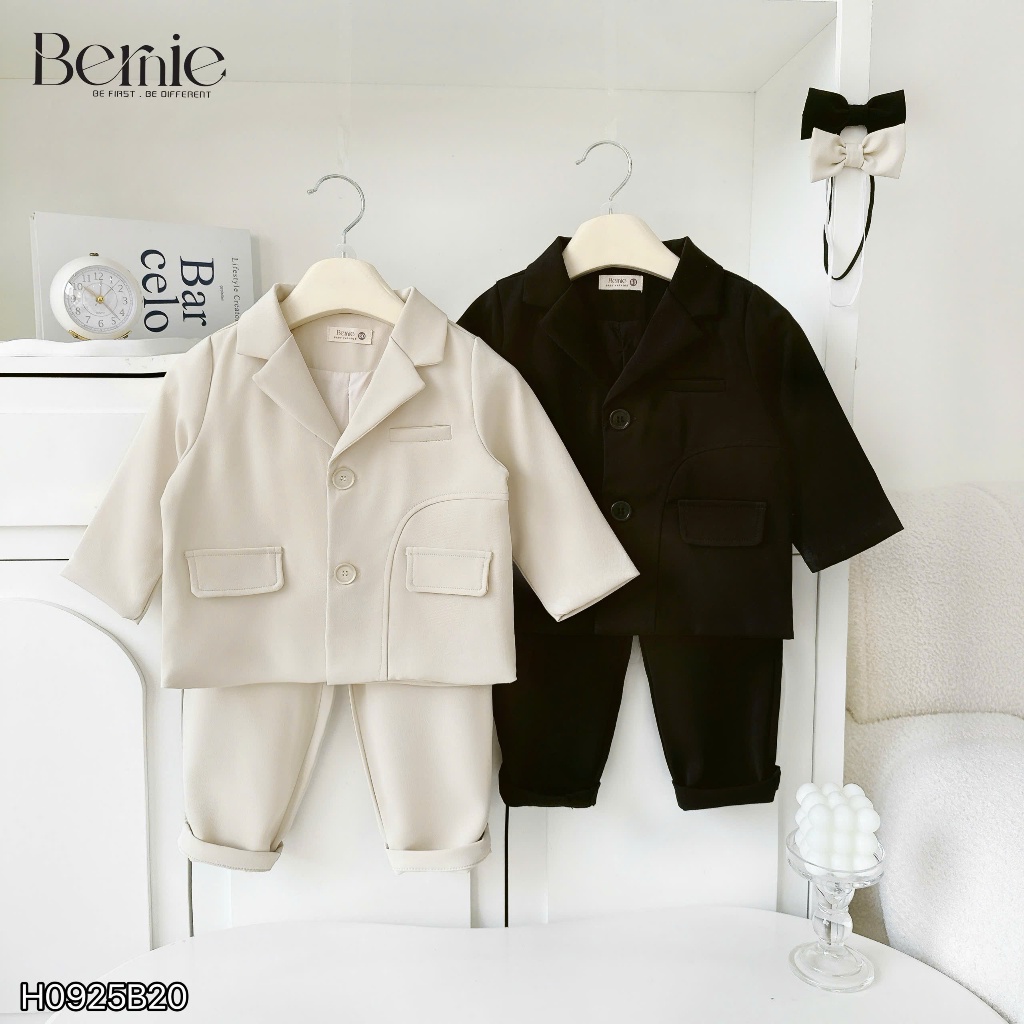 [Chính hãng Bernie] Bộ vest công tử cho bé, bộ vest 3 chi tiết công tử bảnh bao cho bé (vest, quần, nơ)
