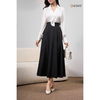 Chân Váy 𝐂𝐂𝐇𝐀𝐓 Dáng Xoè Xếp Ly Chất Liệu Tuytsi Cao Cấp Sang Trọng 24CDS2005XT