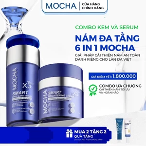 Combo Kem Giảm Sạm Nám Chuyên Sâu Mocha Smart Brightening Cream 30gr - Tinh Chất Giảm Sạm Nám 30ml