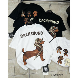 Áo thun chất cotton khô 3158 form rộng tay lỡ - Cún Dachshund